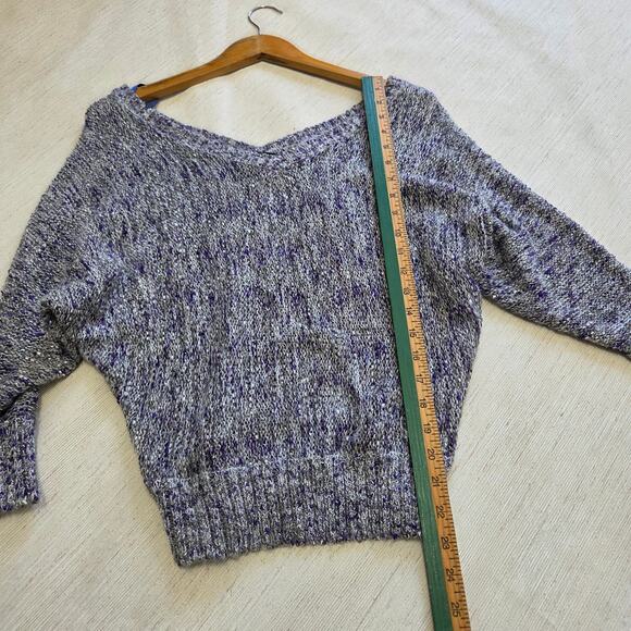 Jessica Simpson Woman's Grey Purple with silver accents V-Neck Sweater Size M - Picture 6 of 7